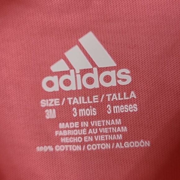 Adidas Infant 3M Pink Logo Short Sleeve Onesie Romper Sporty Baby Athlete Cotton - Picture 5 of 7